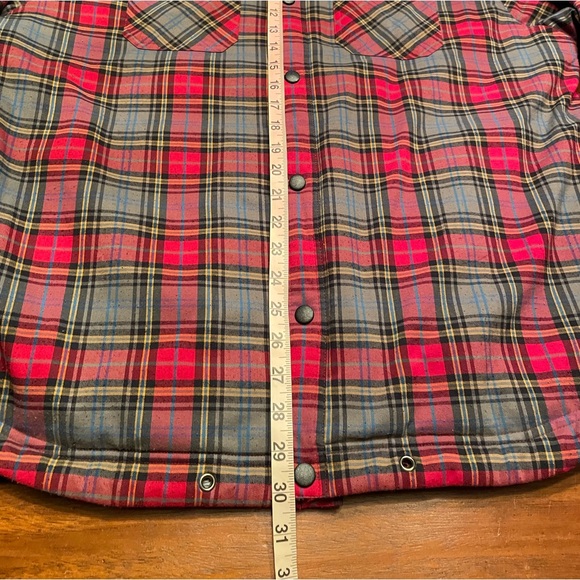 Large United By blue Reversible Jacket Red Plaid Tartan Solid Black - Picture 9 of 13